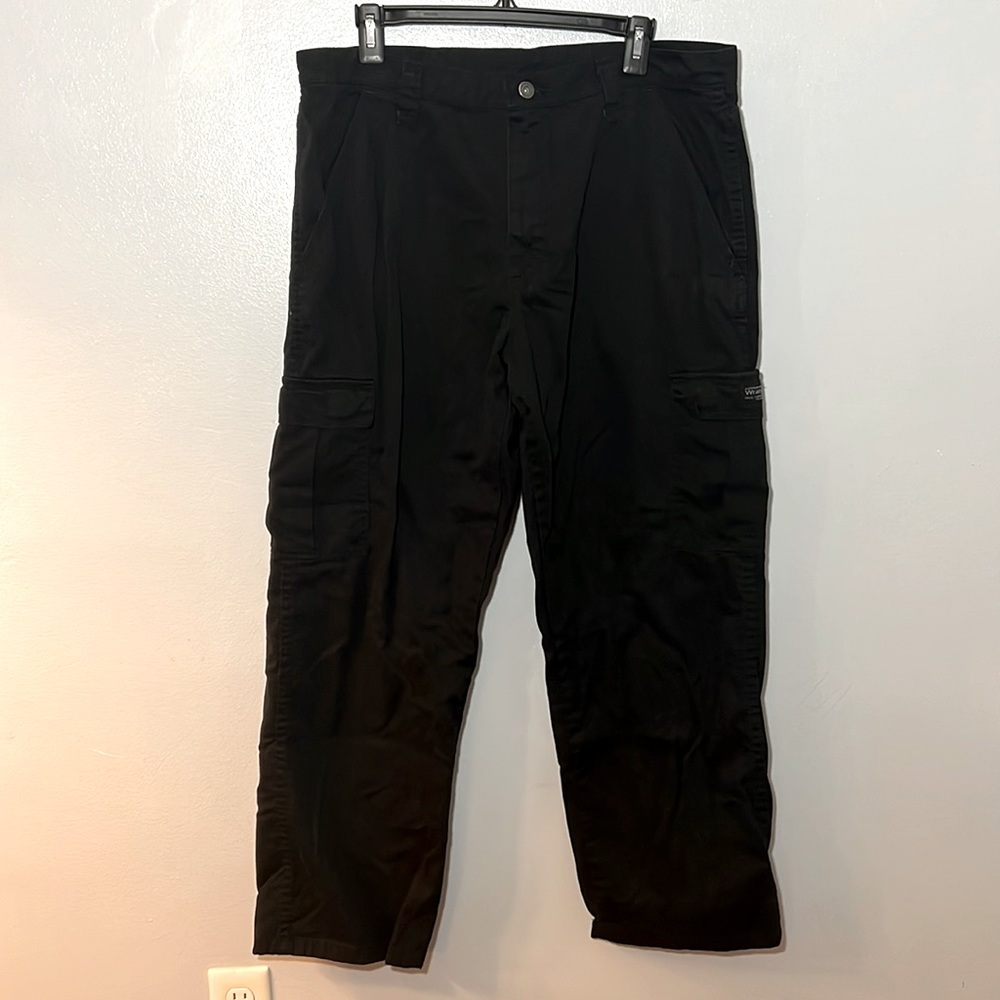 Wrangler Black Cargo Pants 34x30 Lightweight 100% Cotton